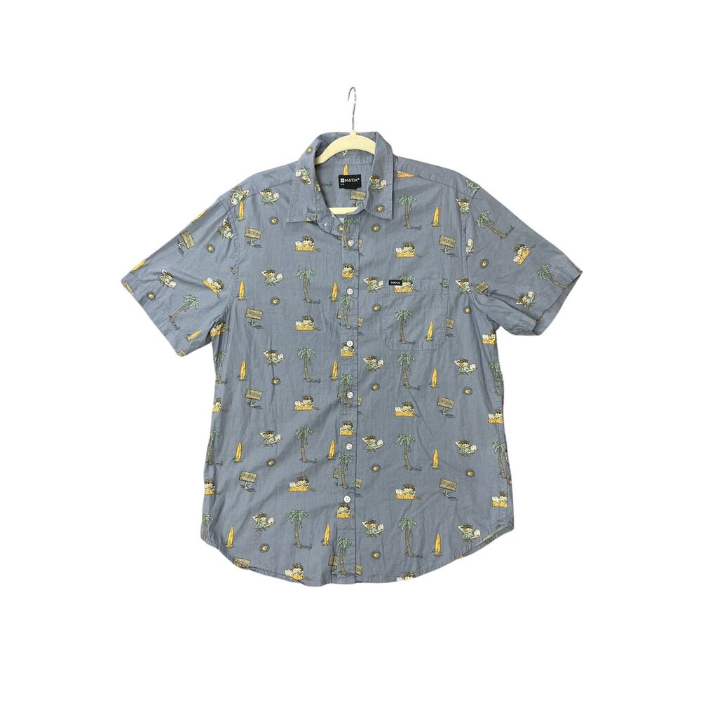 Matix Stay‎ Cation Hawaiian Button Up Shirt Size Large Vacation Beach Summer